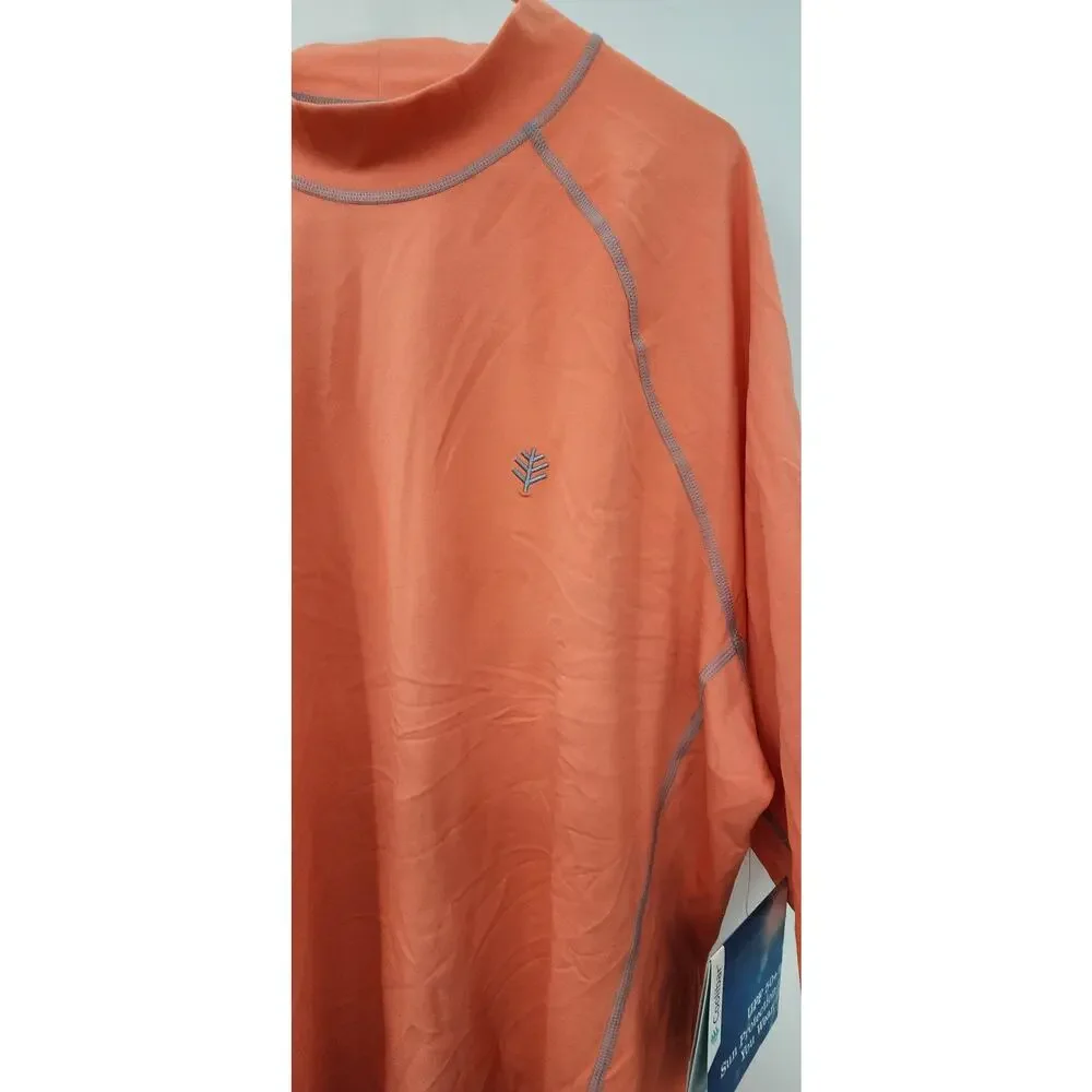 New NWT Coolibar Tulum Short‎ Sleeve Surf Rash Guard XXL Orange